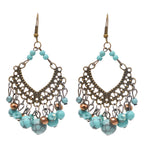 Diamond Shaped Turquoise Tassel Earrings E7405