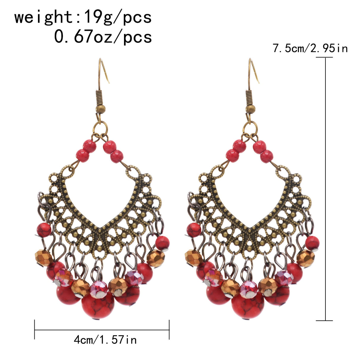 Diamond Shaped Turquoise Tassel Earrings E7405