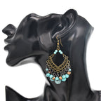 Diamond Shaped Turquoise Tassel Earrings E7405