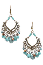 Diamond Shaped Turquoise Tassel Earrings E7405