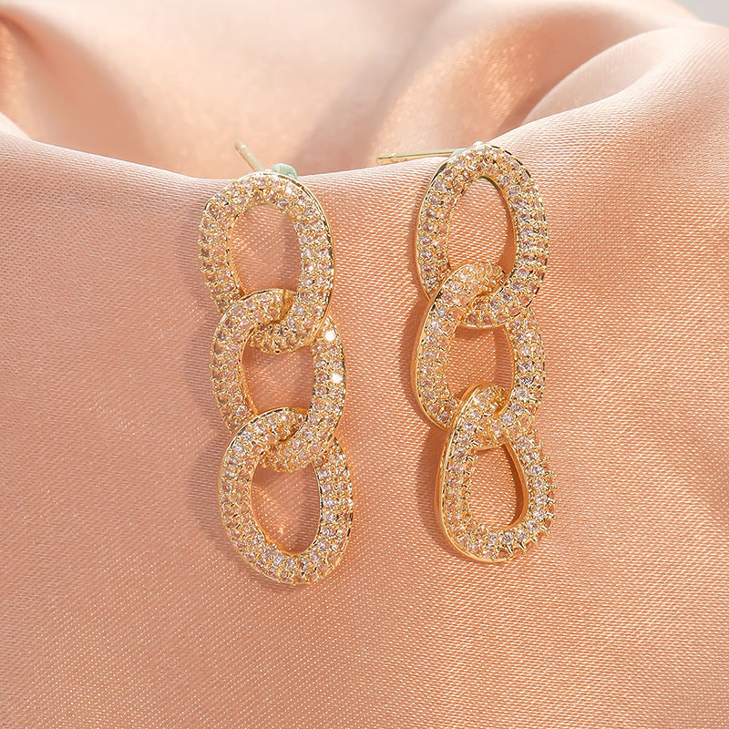 Cubic Zirconia Chain Earrings E7455