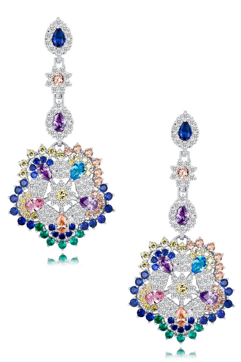 Cubic Zirconia Chain Earrings E7460