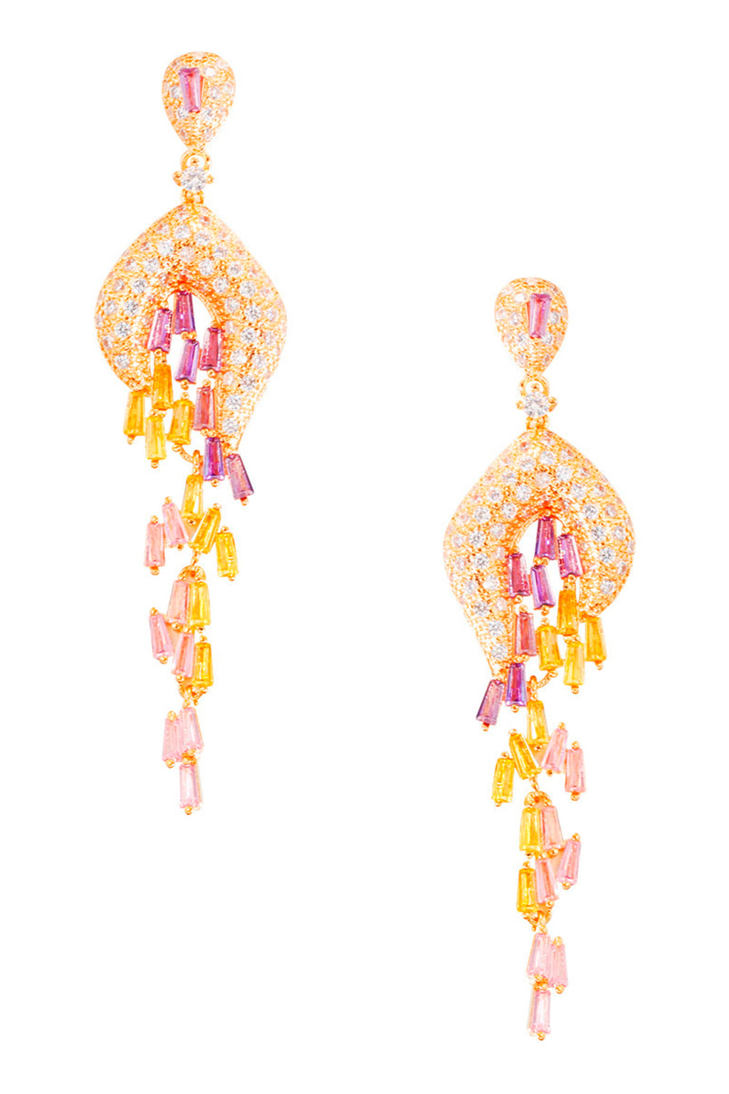 Floral Tassel Cubic Zirconia Earrings E7465