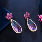 Floral Teardrop Cubic Zirconia Earrings E7466
