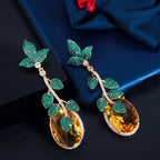 Floral Leaf Cubic Zirconia Earrings E7469