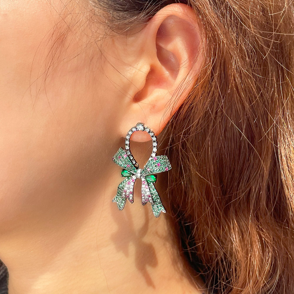 Bow Cubic Zirconia Chain Earrings E7475