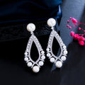 Teardrop Cubic Zirconia Pearl Earrings E7504