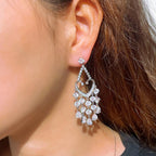 Heart Tassel Cubic Zirconia Hoop Earrings E7505