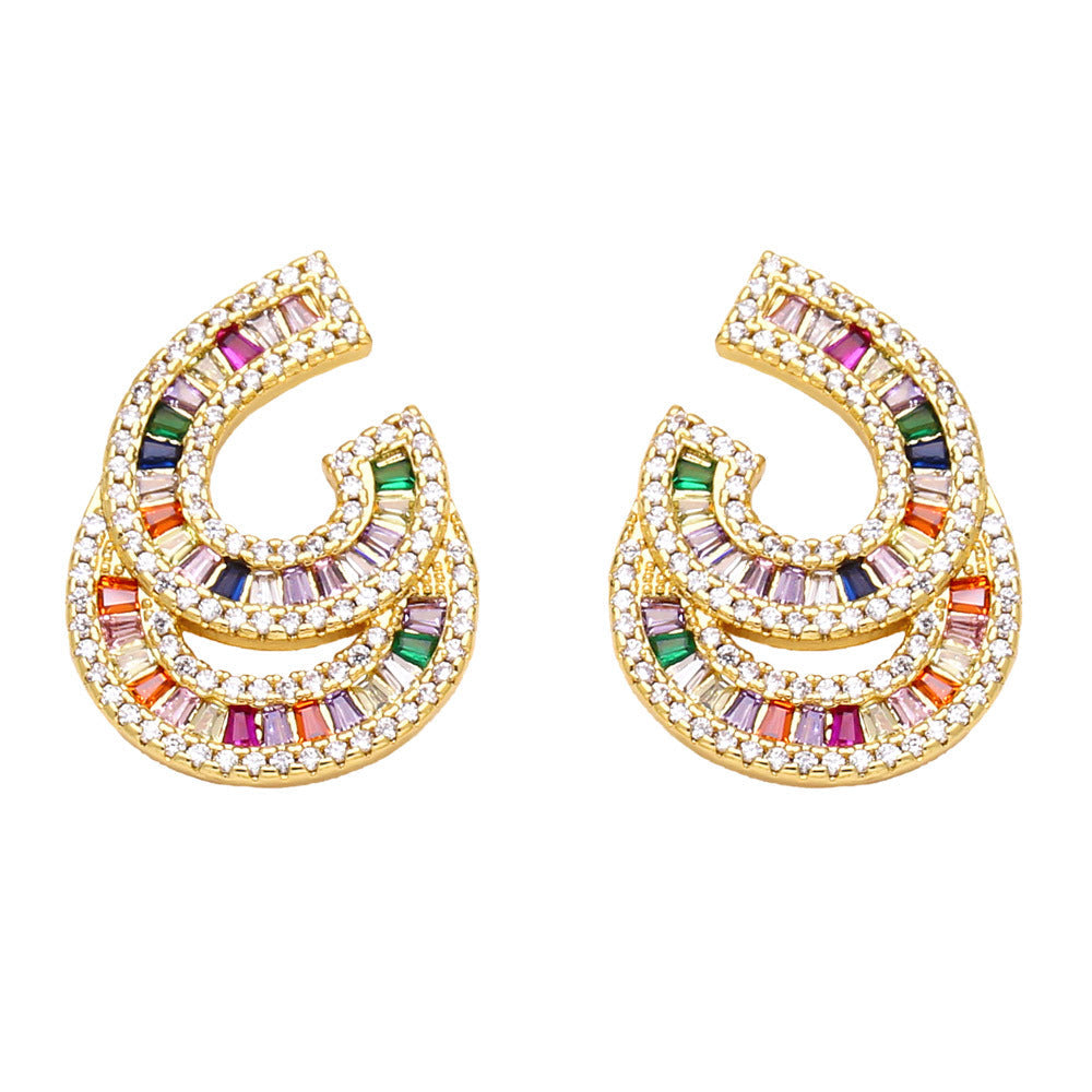 Doublelayer C Cubic Zirconia Earrings E7508
