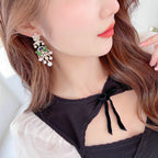 Floral Leaf Pearl Cubic Zirconia Earrings E7532