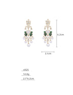 Floral Leaf Pearl Cubic Zirconia Earrings E7532