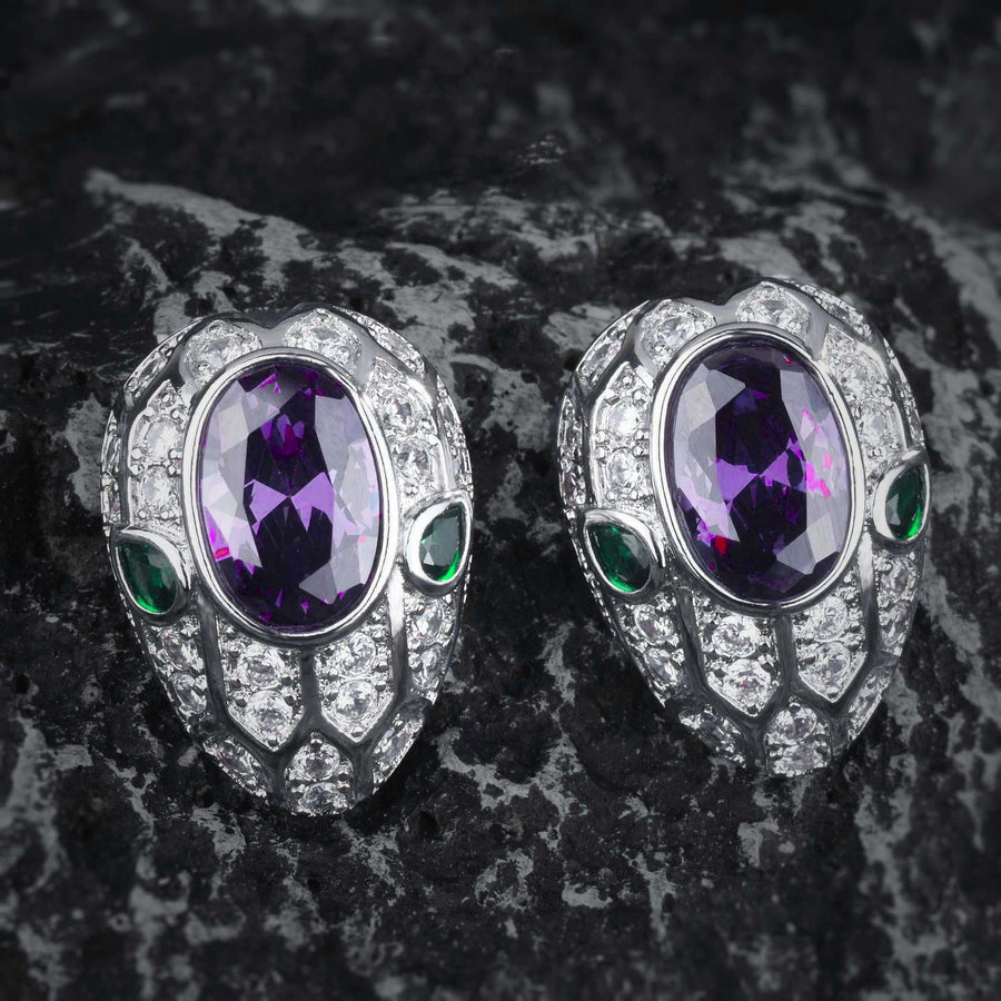 Snake Head Cubic Zirconia Stud Earrings E7534