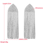 Rhinestone Tassel 925 Silver Post Earrings E7563