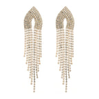 Rhinestone Tassel 925 Silver Post Earrings E7565