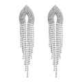 Rhinestone Tassel 925 Silver Post Earrings E7565