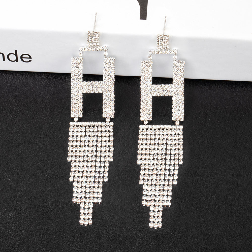 Alphabet Rhinestone Tassel Earrings E7614