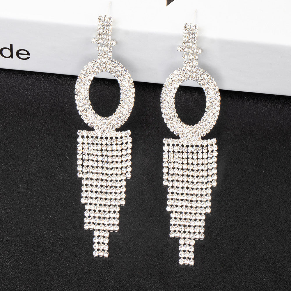 Alphabet Rhinestone Tassel Earrings E7614