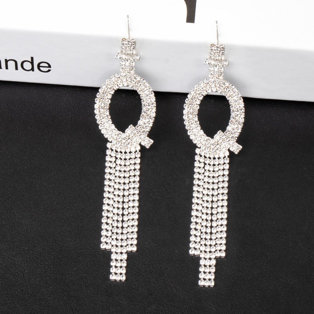 Alphabet Rhinestone Tassel Earrings E7614