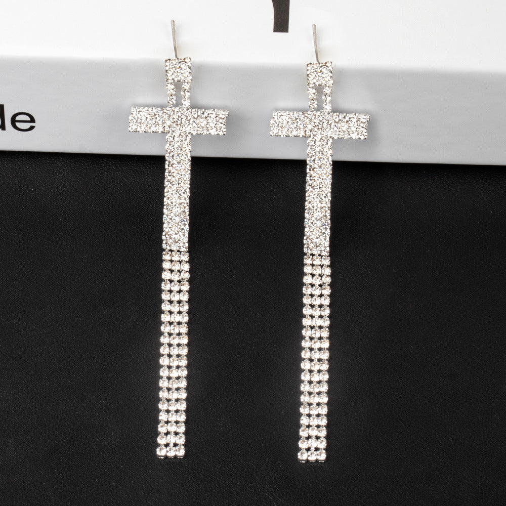 Alphabet Rhinestone Tassel Earrings E7614