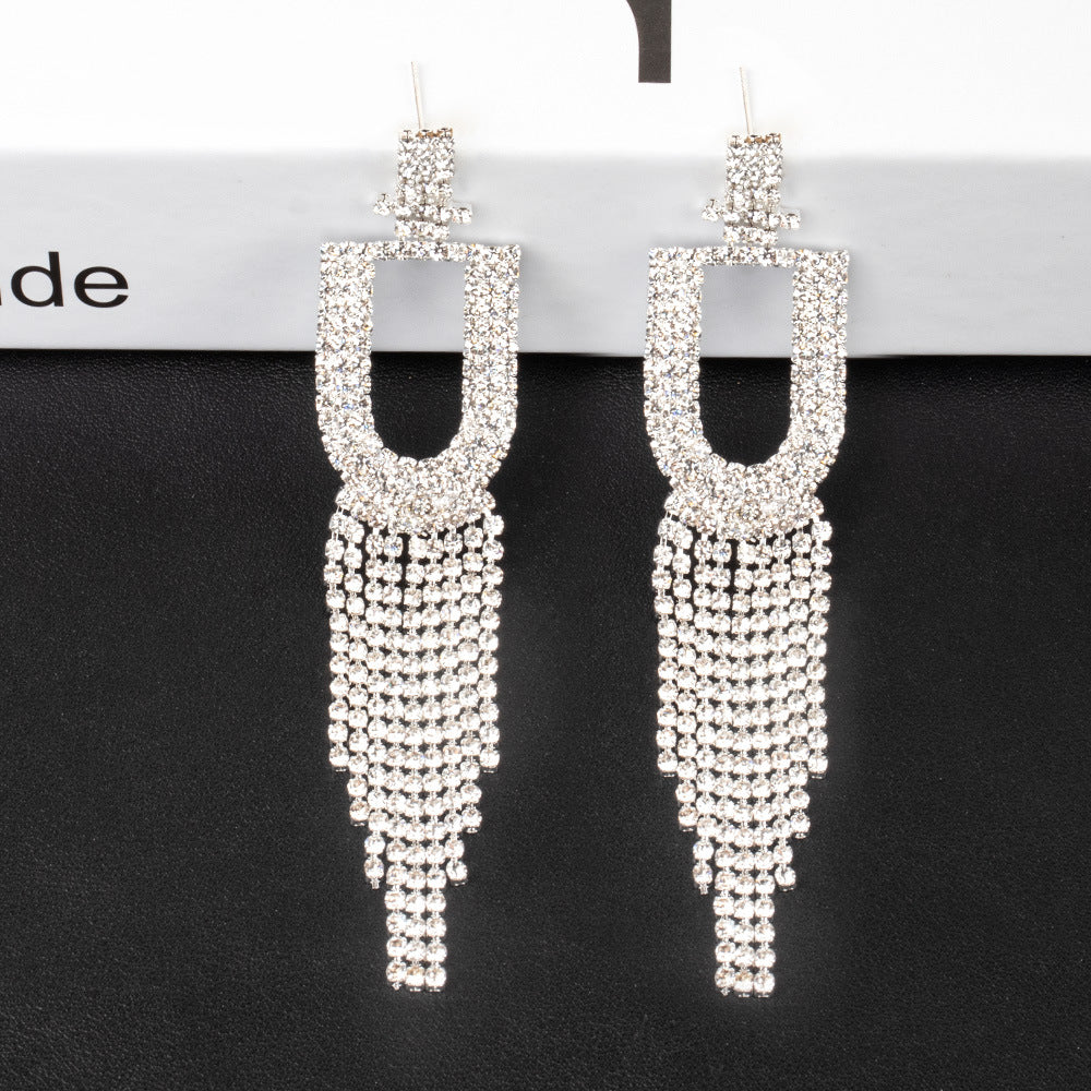 Alphabet Rhinestone Tassel Earrings E7614
