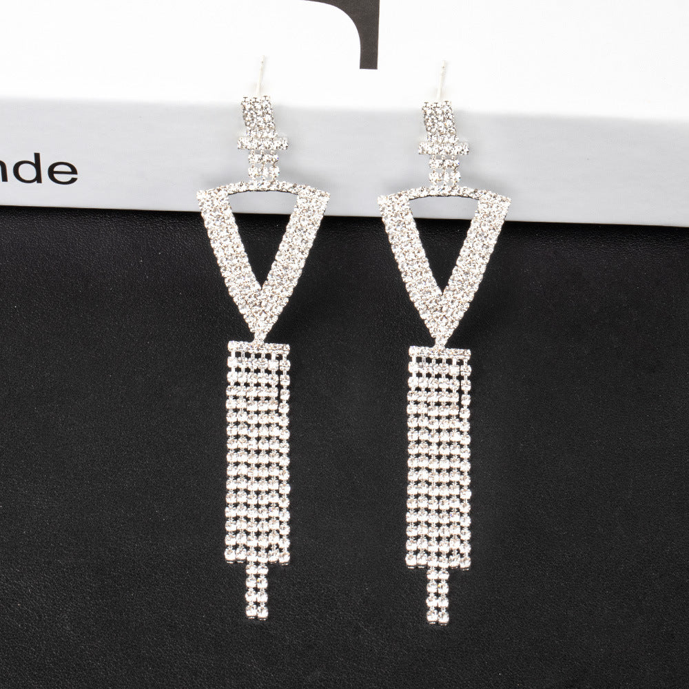 Alphabet Rhinestone Tassel Earrings E7614