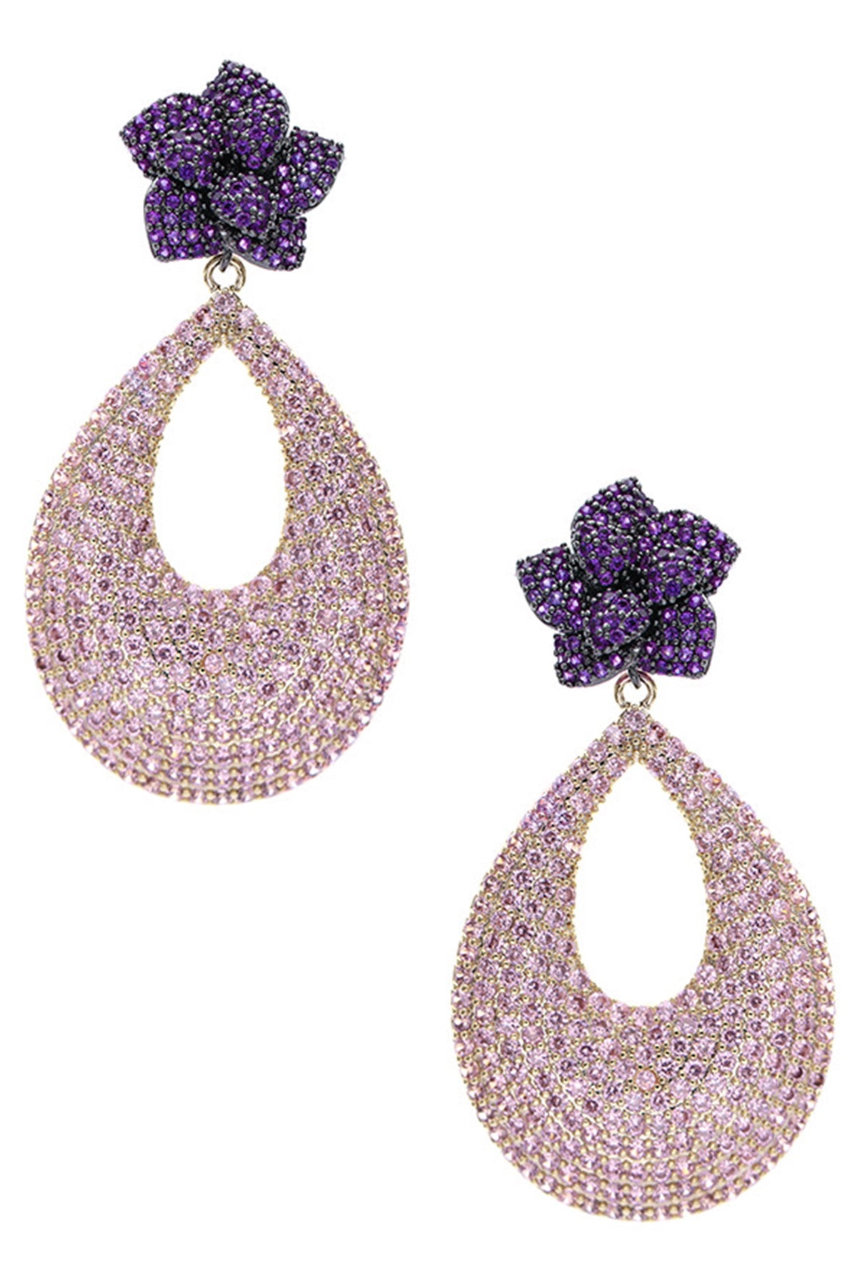 Floral Teardrop Cubic Zirconia Earrings E7666