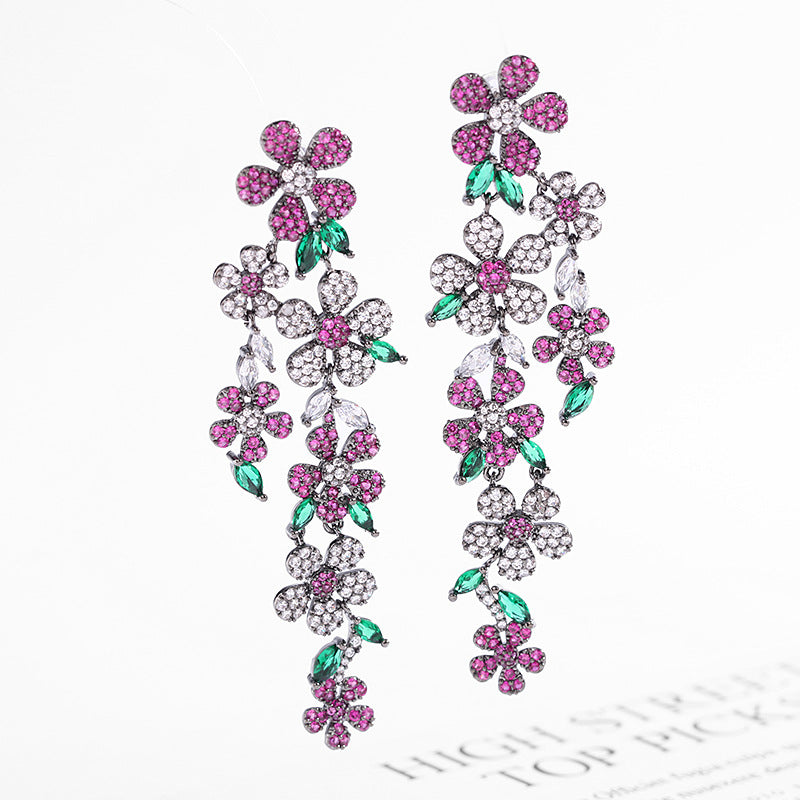 Floral Cubic Zirconia Earrings E7676