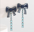 Bow Tassel Cubic Zirconia Earrings E7682