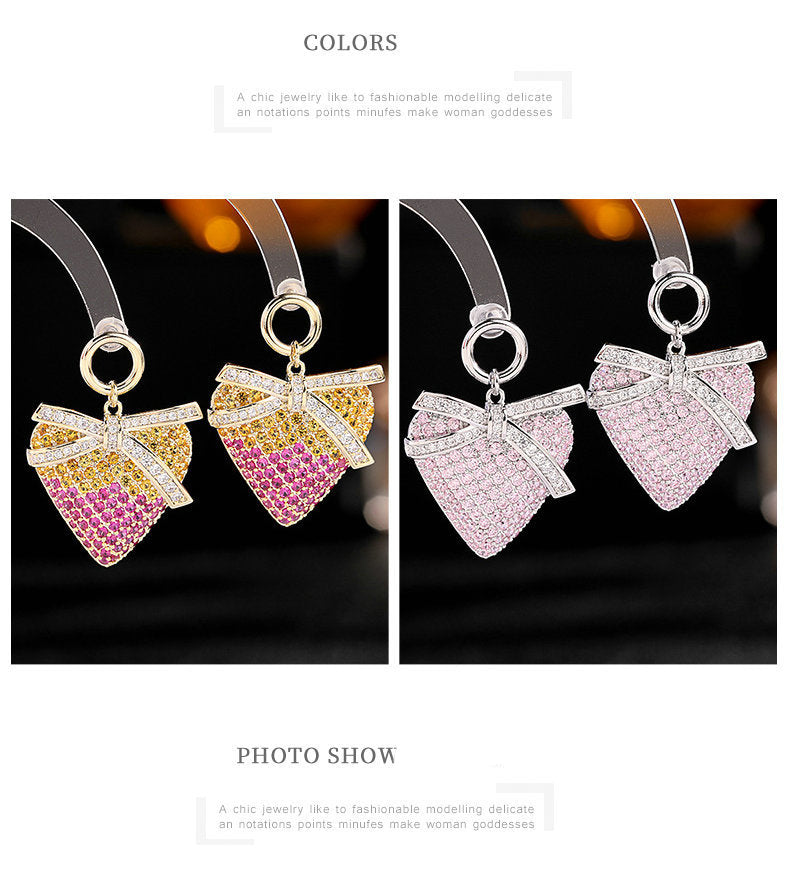 Bow Heart Cubic Zirconia Earrings E7695