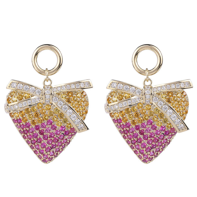 Bow Heart Cubic Zirconia Earrings E7695