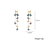 Butterfly Tassle Cubic Zirconia Earrings E7699