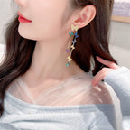Butterfly Tassle Cubic Zirconia Earrings E7699