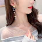 Butterfly Tassle Cubic Zirconia Earrings E7699