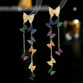 Butterfly Tassle Cubic Zirconia Earrings E7699