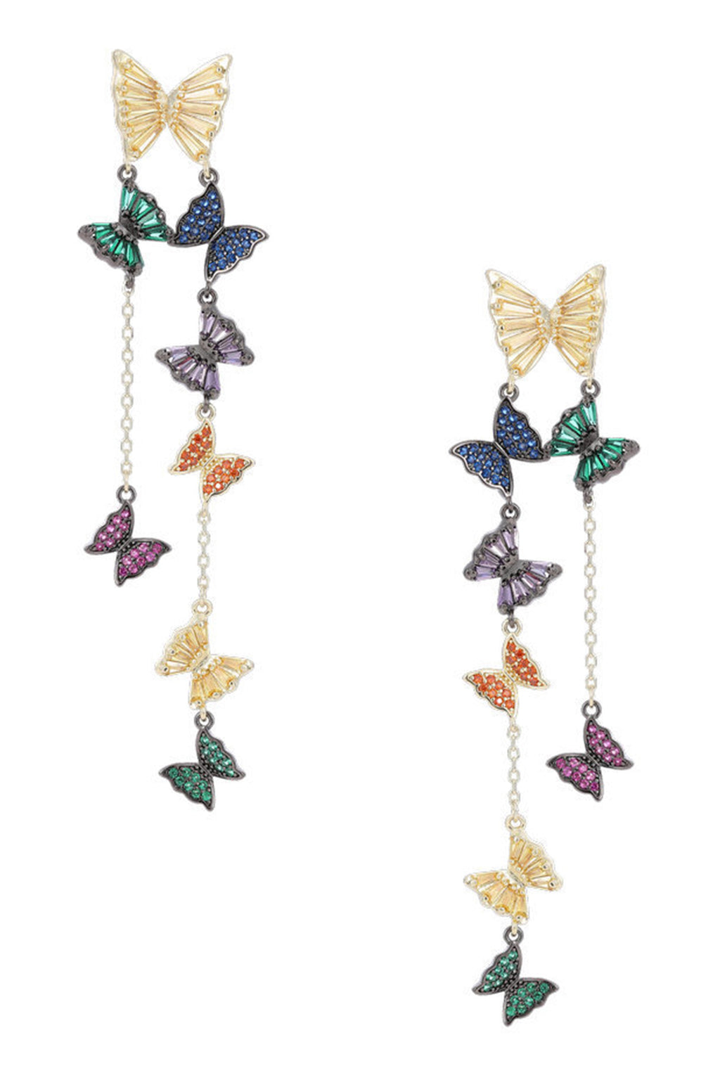 Butterfly Tassle Cubic Zirconia Earrings E7699