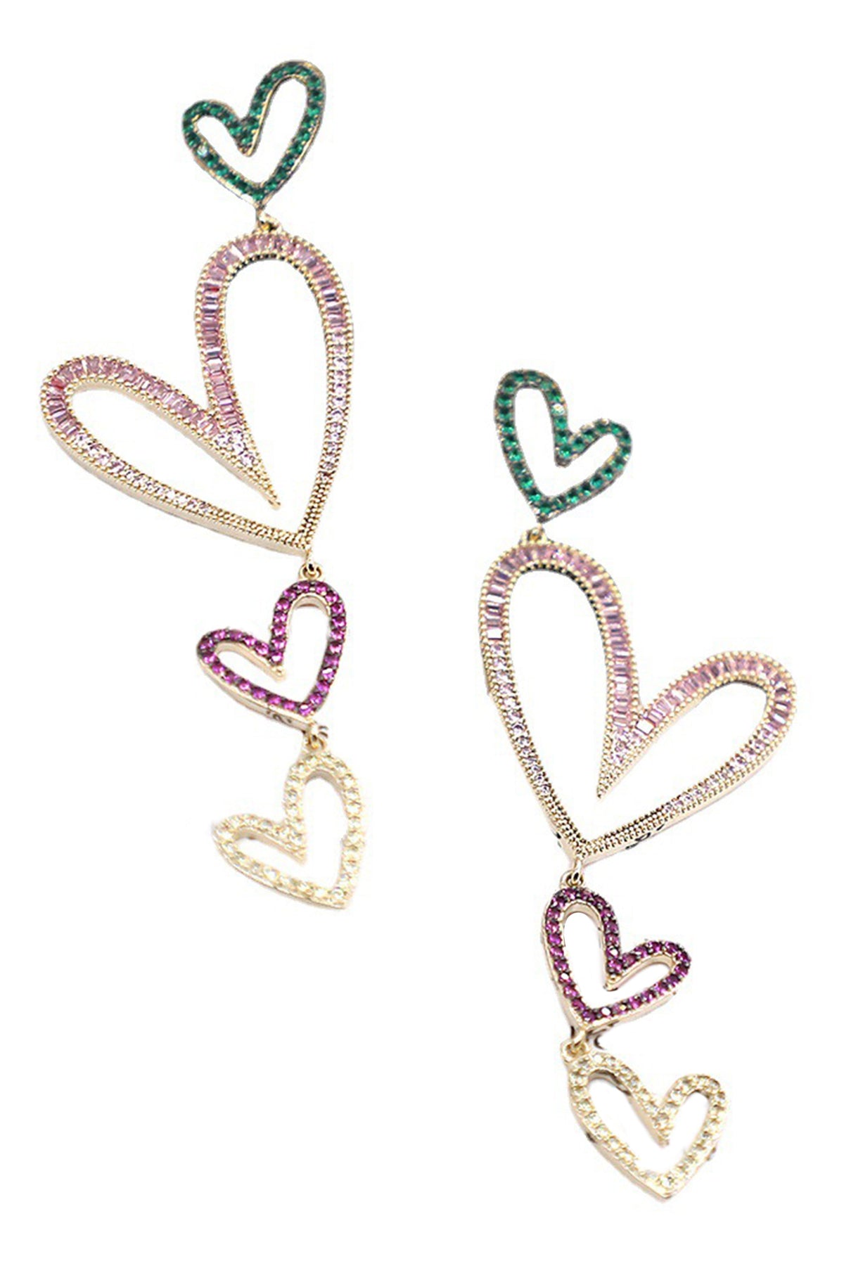 Heart Chains Cubic Zirconia Earrings E7764