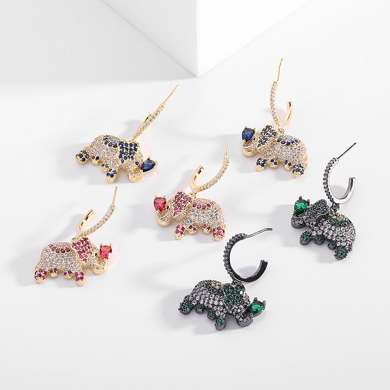 Elephant Cubic Zirconia Earrings E7809