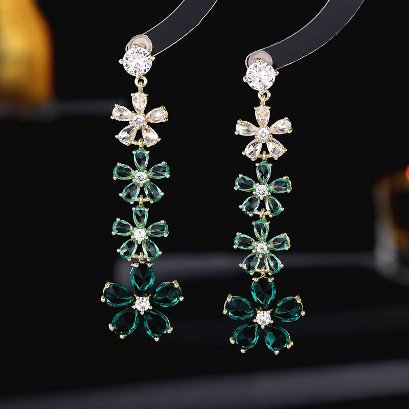 Flower Chains Cubic Zirconia Earrings E7815