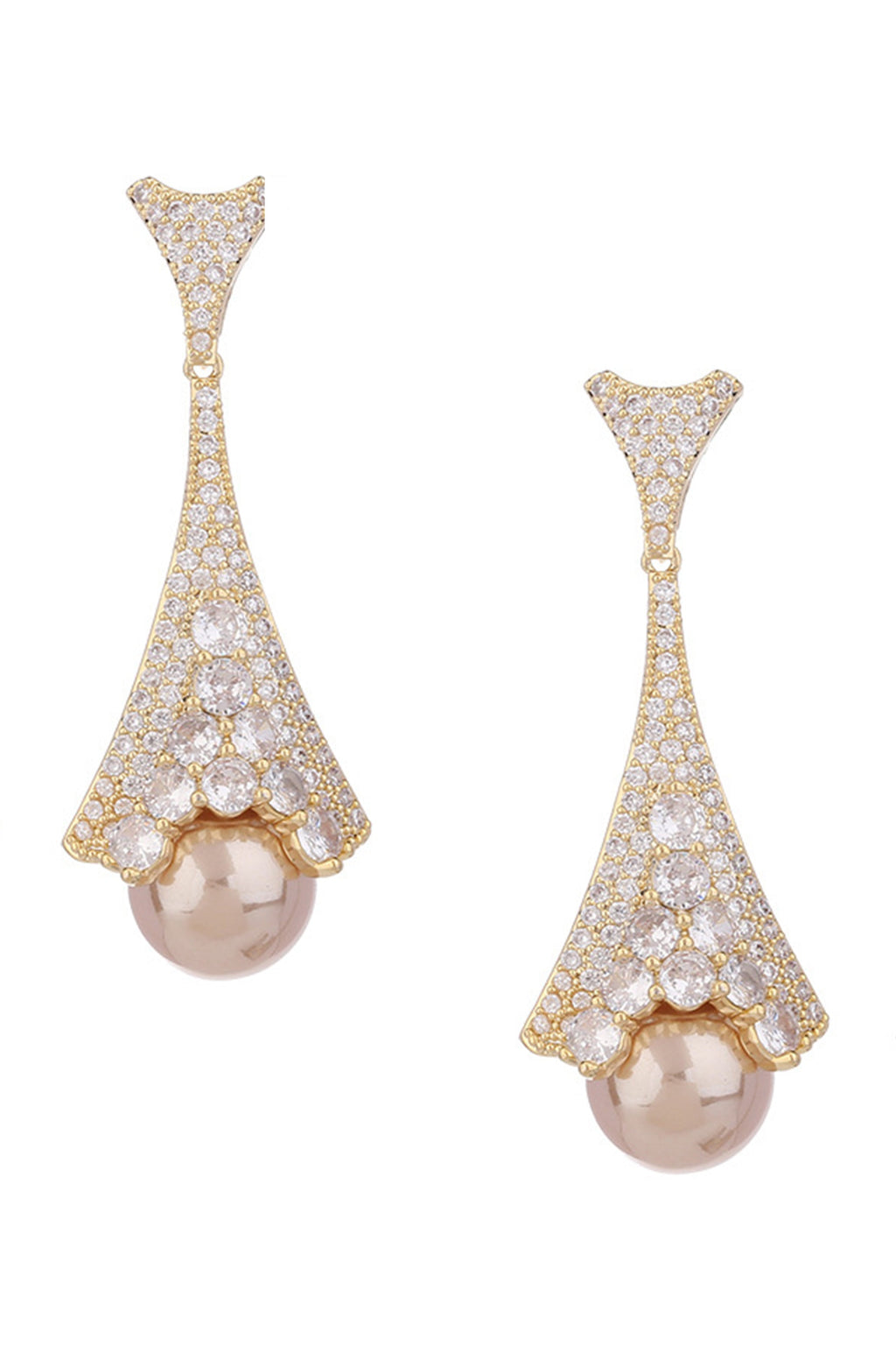 Floral Pearl Cubic Zirconia Earrings E7818