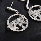 Leopard Circle Cubic Zirconia Earrings E7825