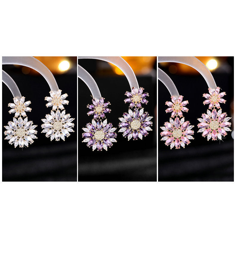 Flower Cubic Zirconia Earrings E7827