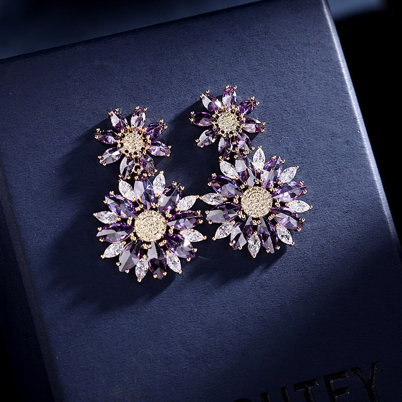 Flower Cubic Zirconia Earrings E7827