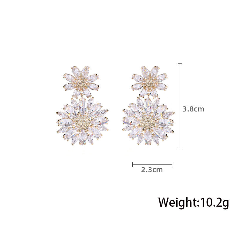 Flower Cubic Zirconia Earrings E7827