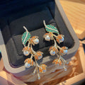 Floral Litchi Cubic Zirconia Earrings E7854
