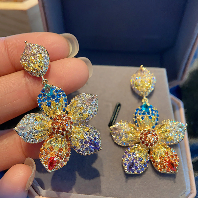 Flower Cubic Zirconia Earrings E7856