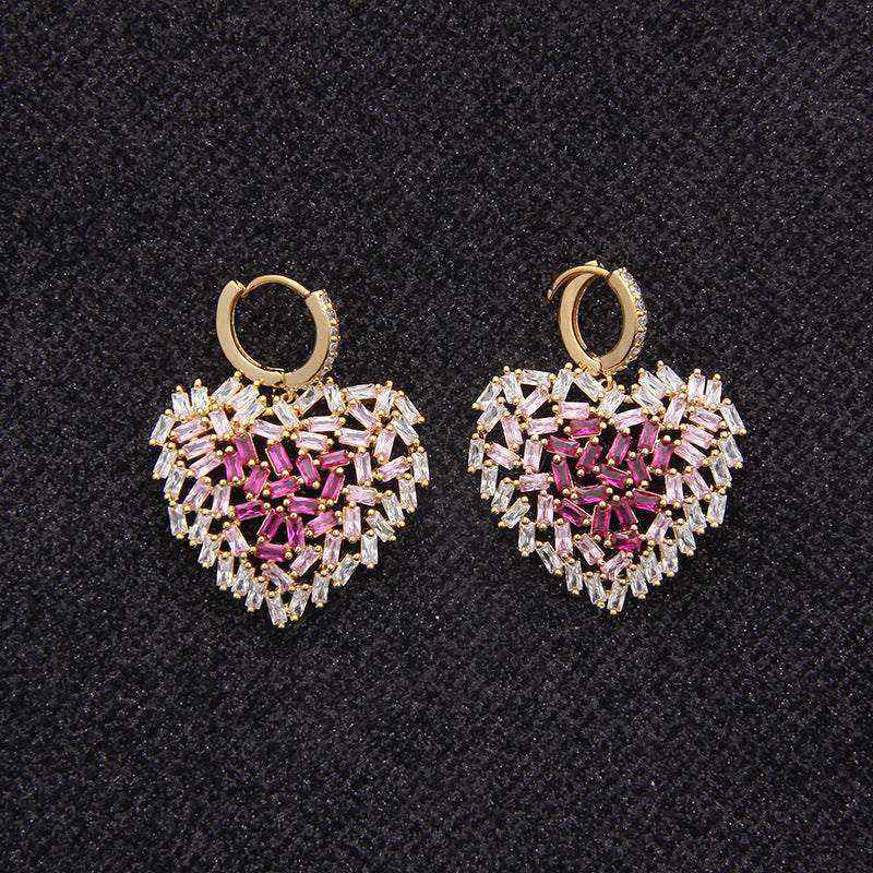Heart Cubic Zirconia Hoop Earrings E7909