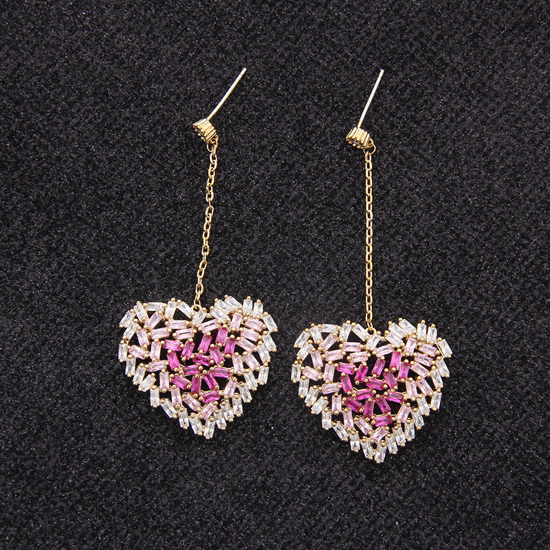 Heart Cubic Zirconia Dangle Earrings E7910