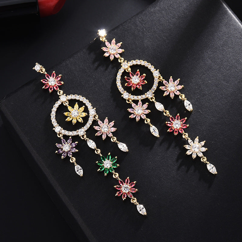 Dreamcatcher Tassel Cubic Zirconia Earrings E7913
