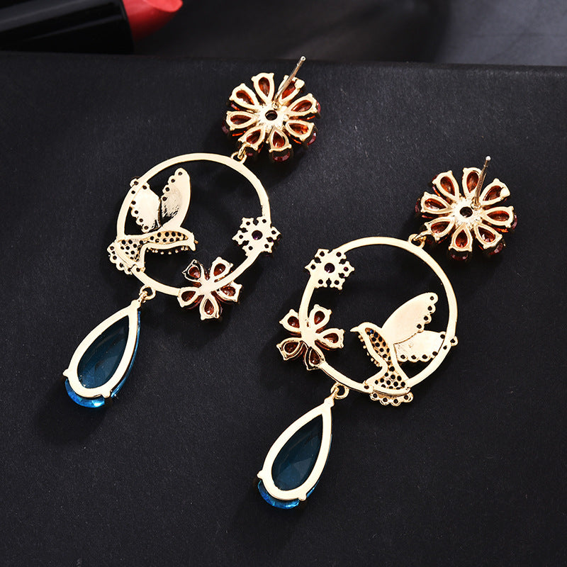 Bird Wreath Cubic Zirconia Earrings E7915