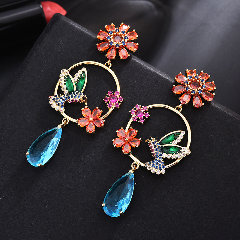 Bird Wreath Cubic Zirconia Earrings E7915